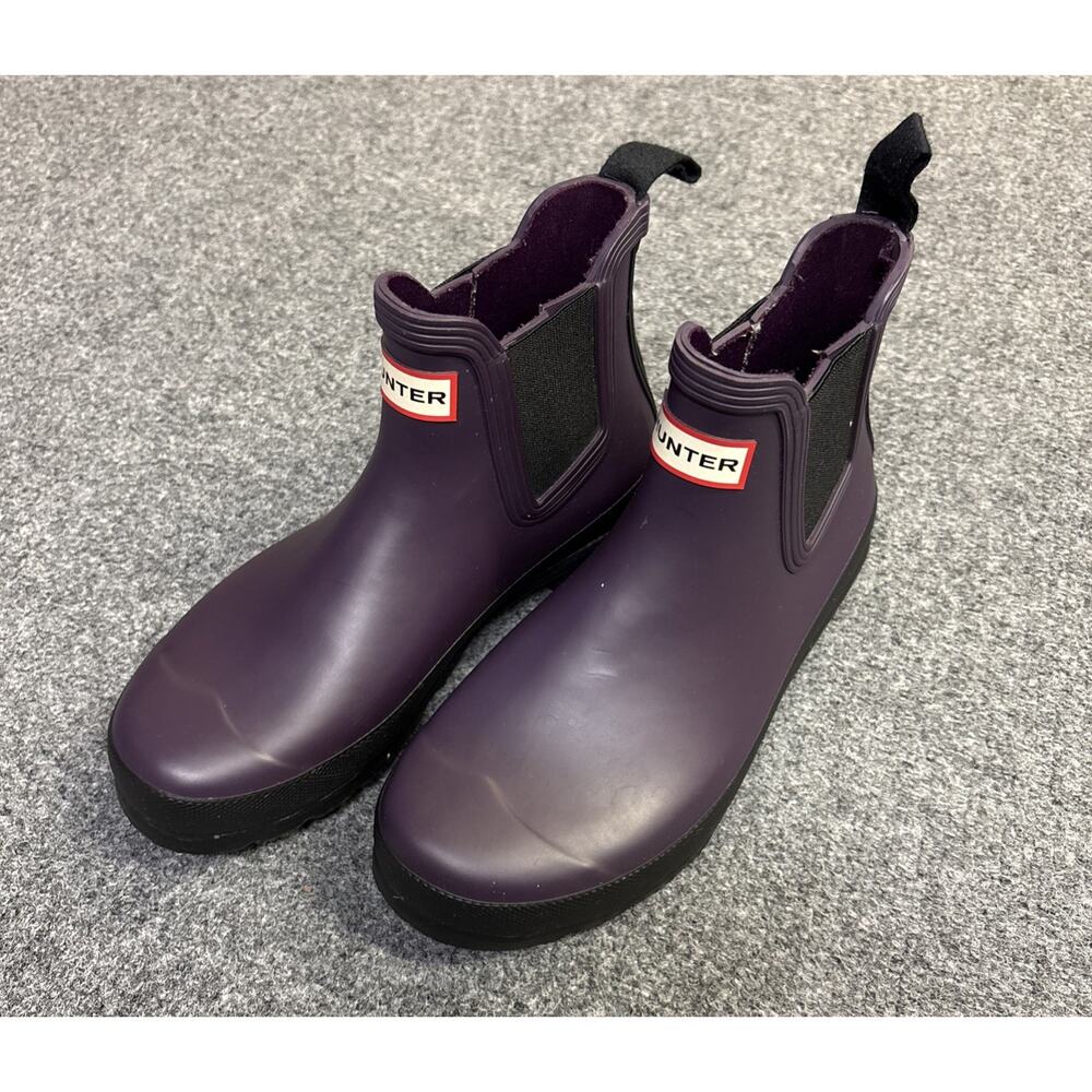 Hunter Women's Original Chelsea Rain Ankle Boots Dark Purple Size 6.5 Waterproof